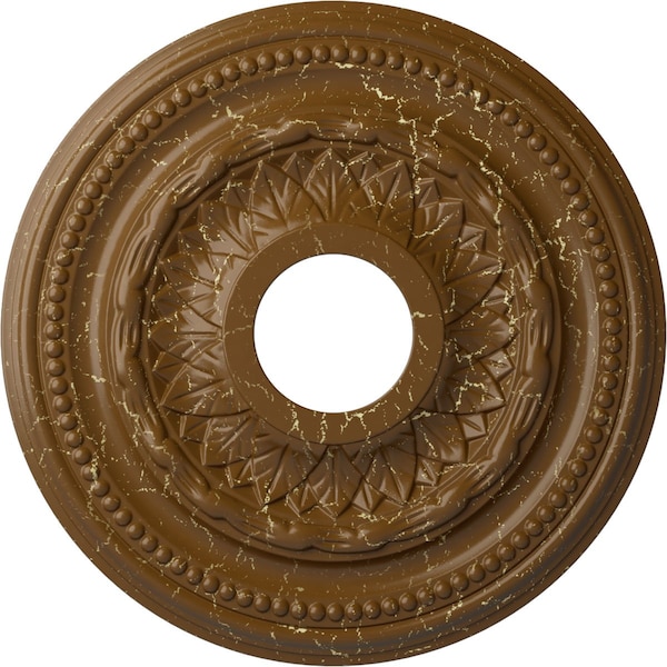 Ekena Millwork Galway Ceiling Medallion (Canopies up to 3 1/4"), 15 3/4"OD x 3 1/4"ID x 1"P, Smokey Topaz Crackle CM15GASTC - main